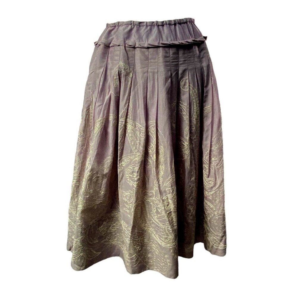 TALBOTS Women A-Line Embroidered Full Skirt Sz 10 Light Lavender Modest 79-25